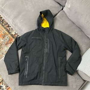 REI Men’s Insulated Rain Jacket L Elements E1 Waterproof Black Hooded Full Zip